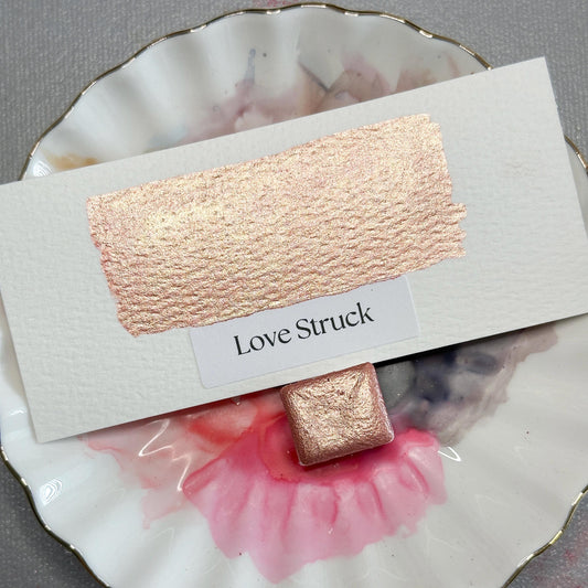 Love Struck Watercolor | Rose Gold Shimmer Paint | Handmade Metallic Half Pan Quarter Pan | Luxury Romantic Paint
