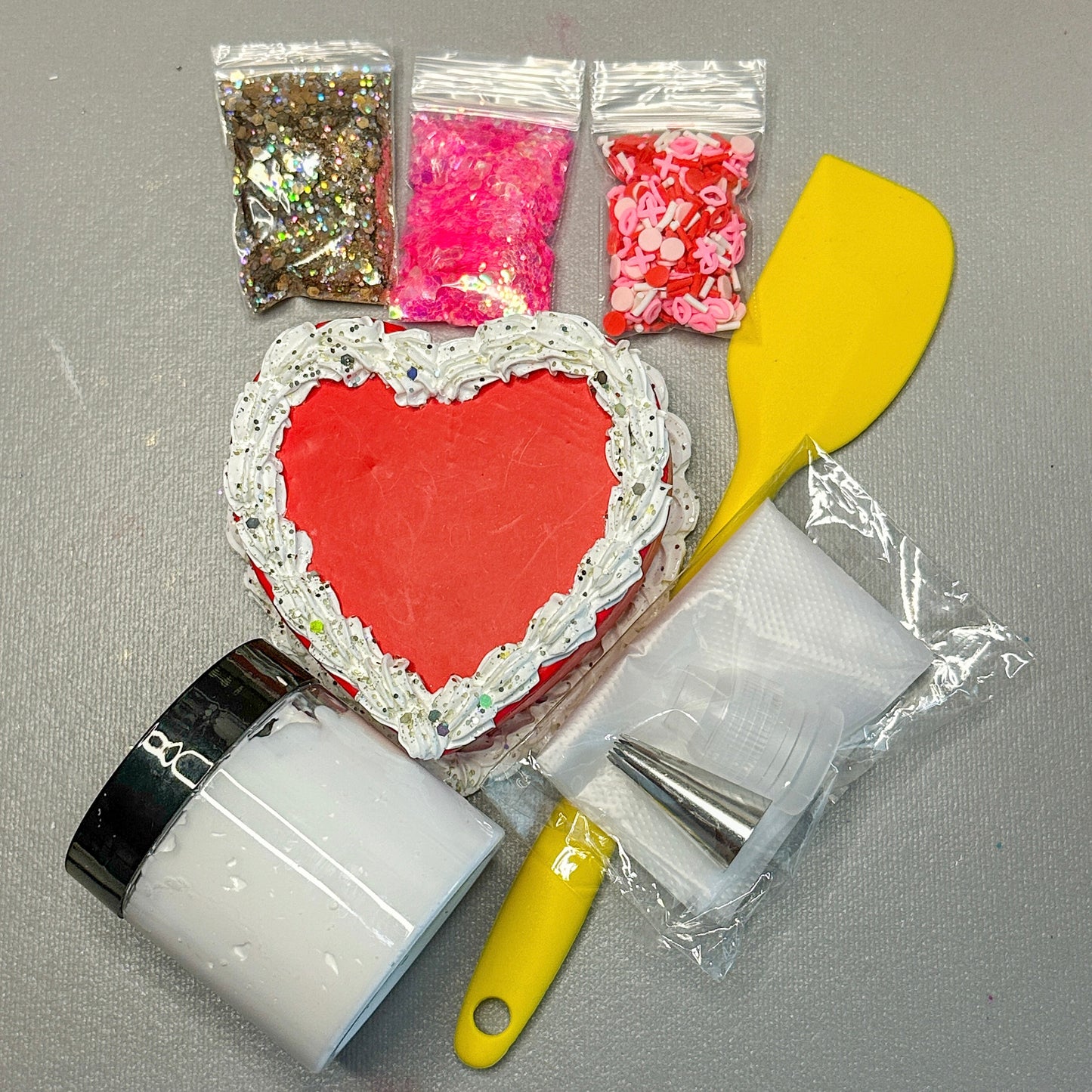 Valentine's 3D Paint Cake Kit | DIY Heart Box Craft with Piping Tools & Glitter Sprinkles