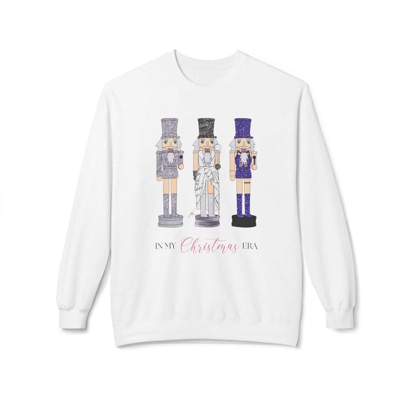 In My Christmas Era Holiday Nutcracker Illustration Unisex Midweight Softstyle Fleece Crewneck Sweatshirt