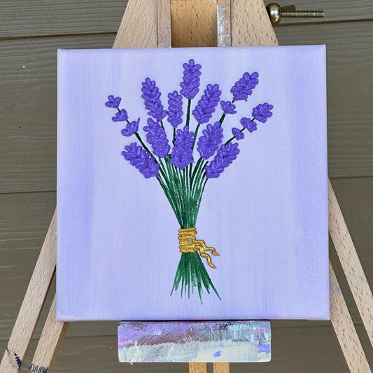 3D Purple Lavender Flower Bouquet on Light Purple background 8"x8"