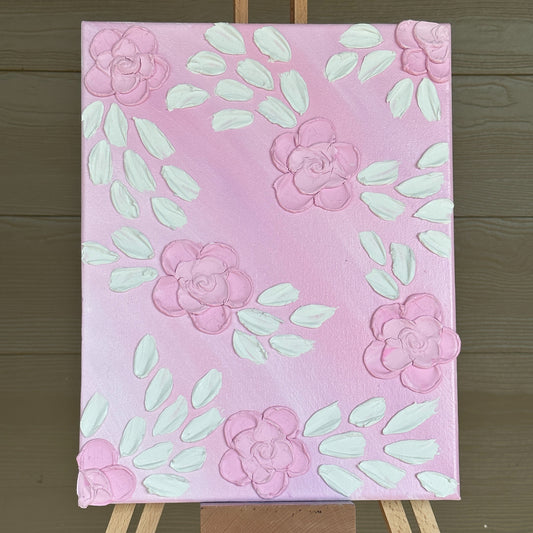 3D Texture Light Pink Roses on Light Pink 11"x14"