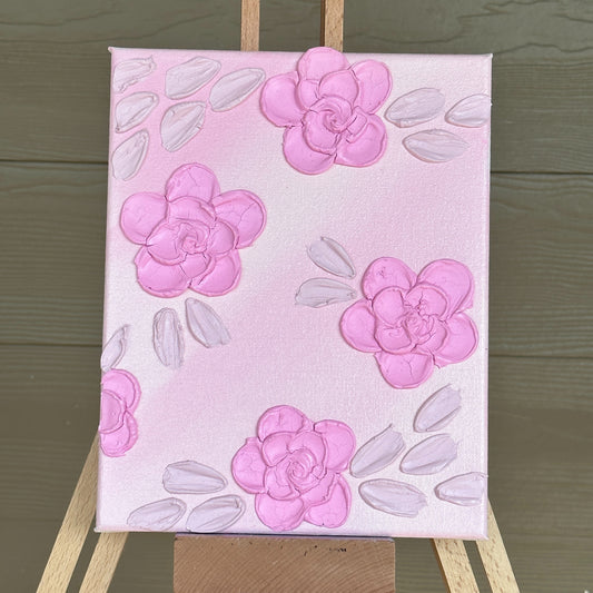 3D Texture Pink Roses on Pink 8"x10"