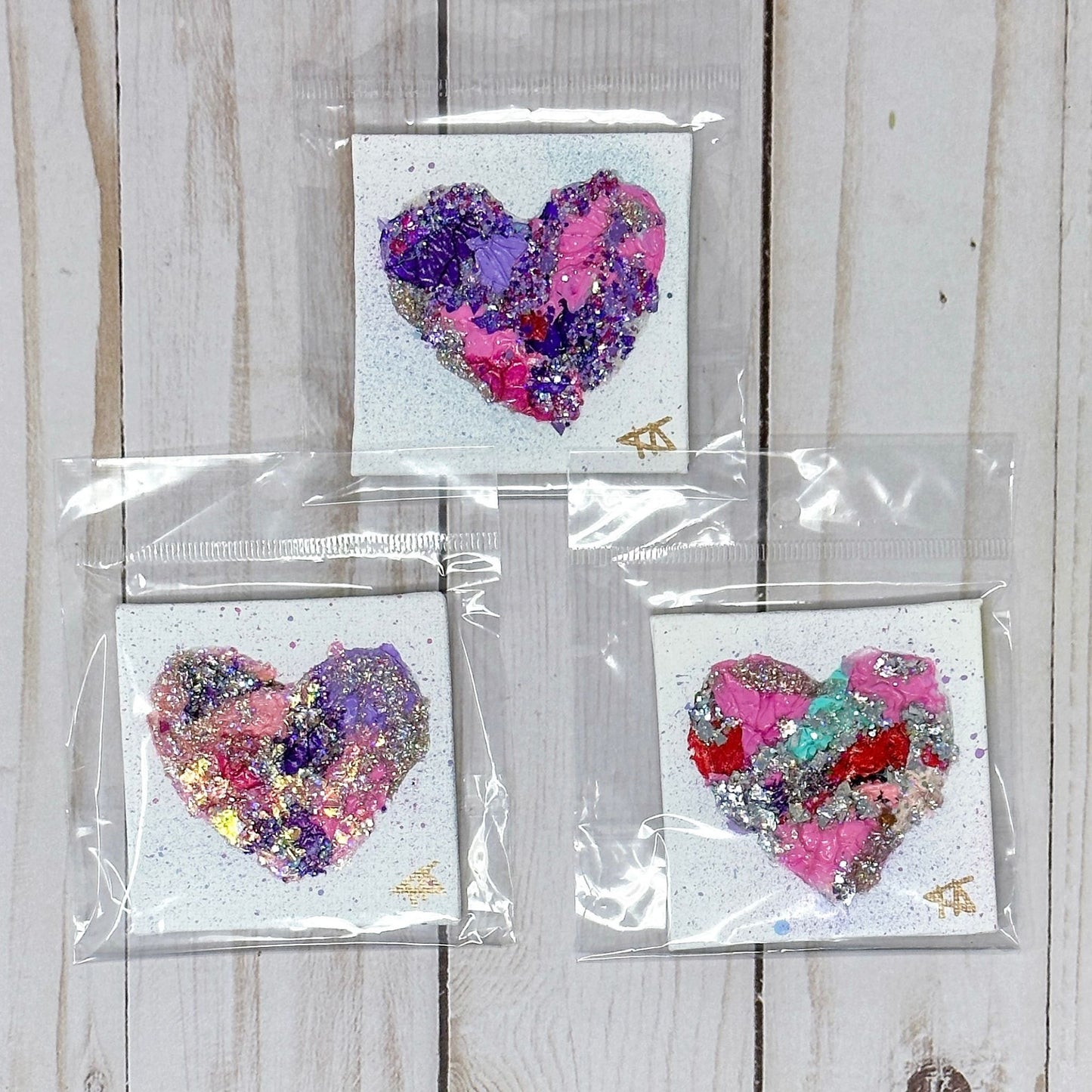 3d Acrylic Paint Confetti Heart Canvas Mini 2.5"x2.5"