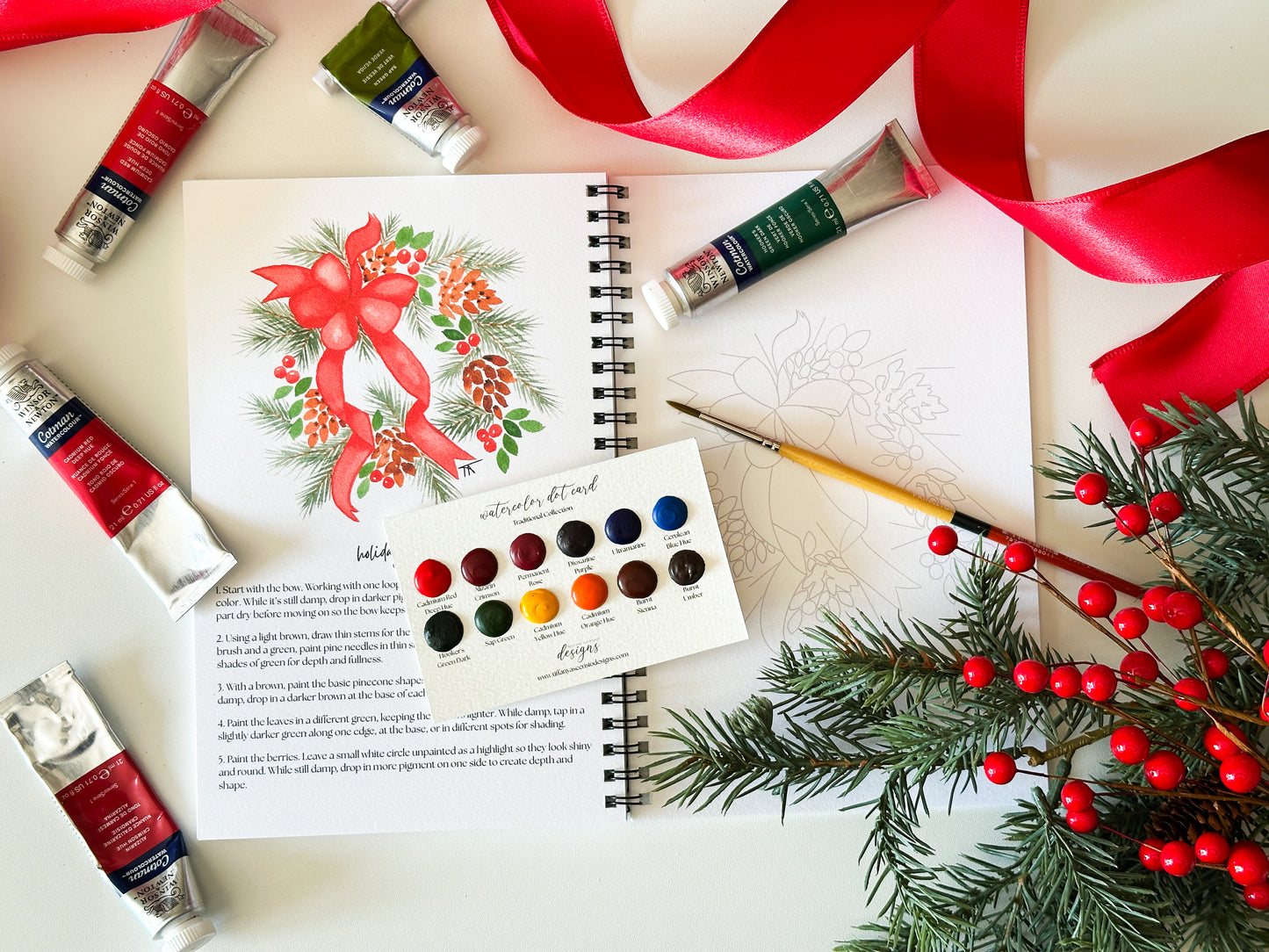 Watercolor Holiday Workbook for Beginners - DIY Paintable Holiday Sketchbook