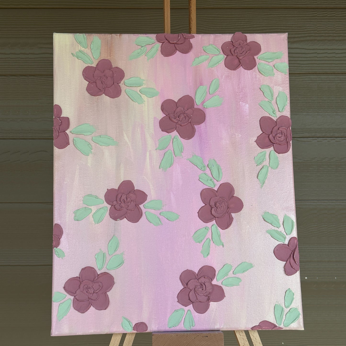 3D Texture Mauve Roses on Light Mauve 16"x20"