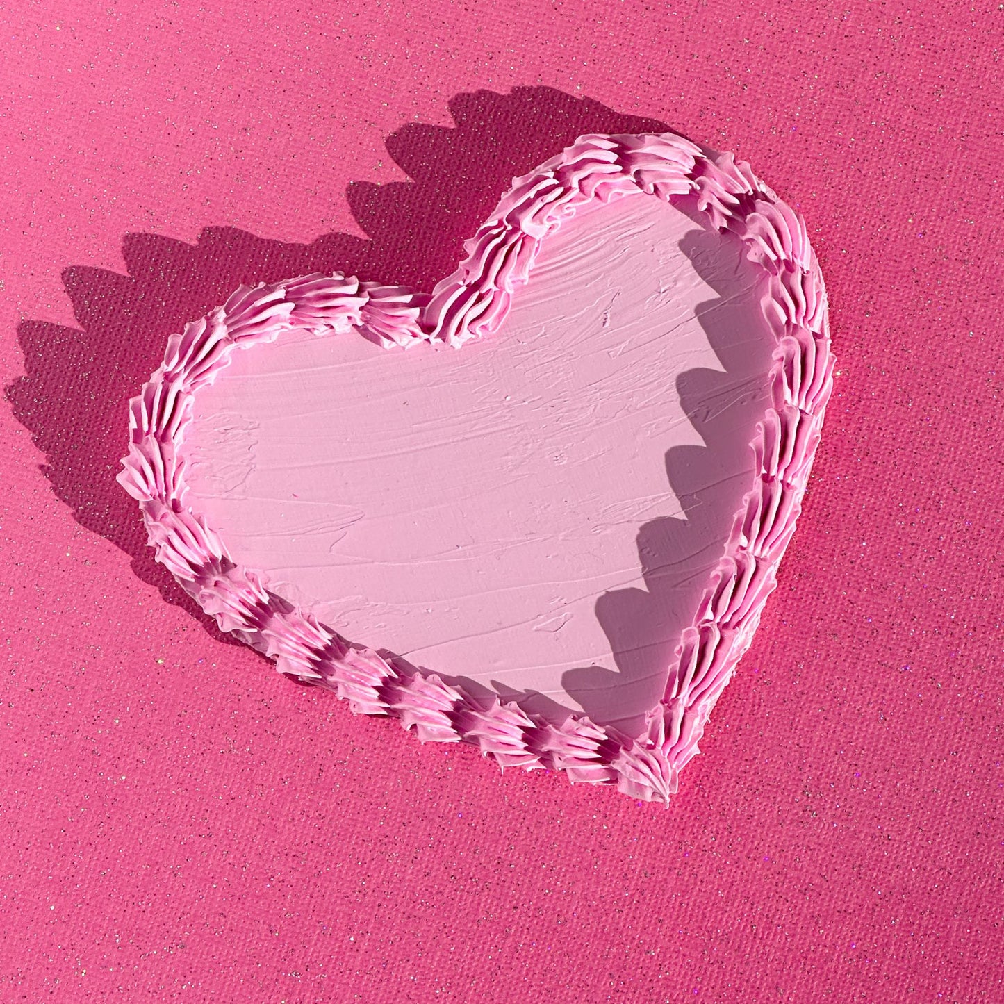 3D Painted Cookie - Heart With Pink "Frosting"
