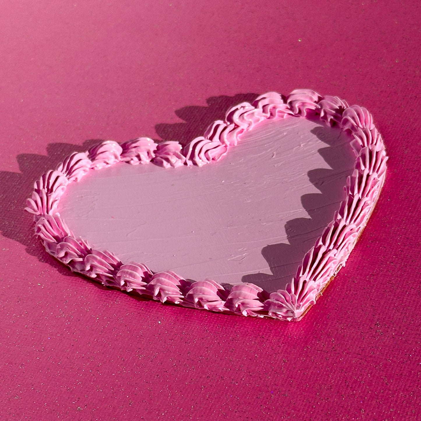3D Painted Cookie - Heart With Pink "Frosting"
