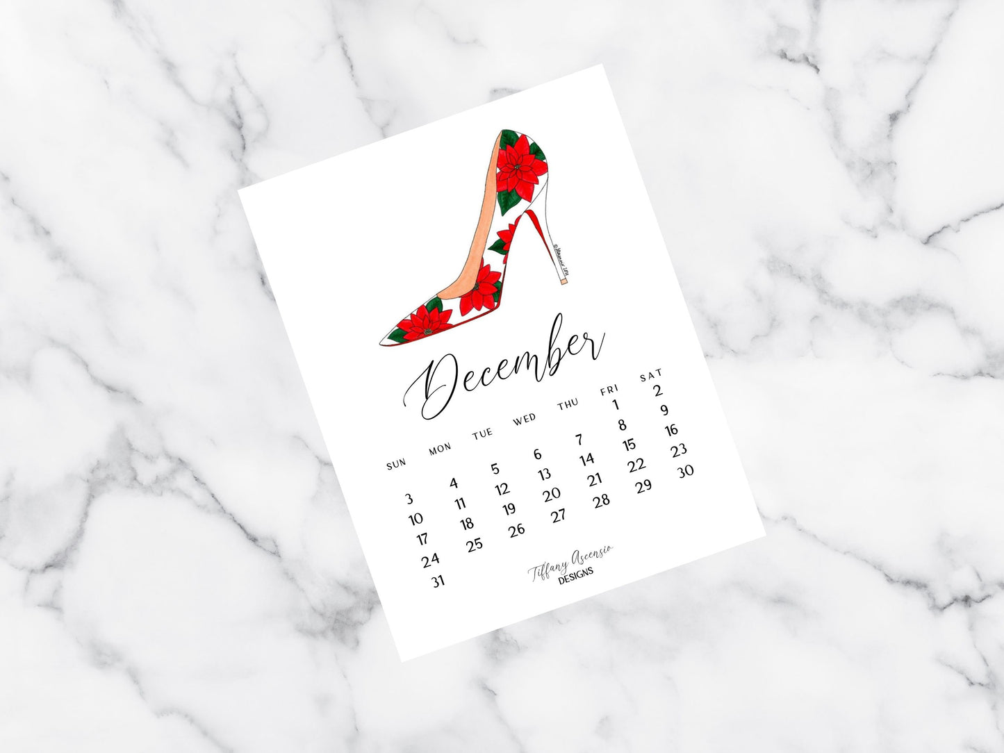 2024 High Heel Shoe Monthly Desk Calendar 4.25x5.5