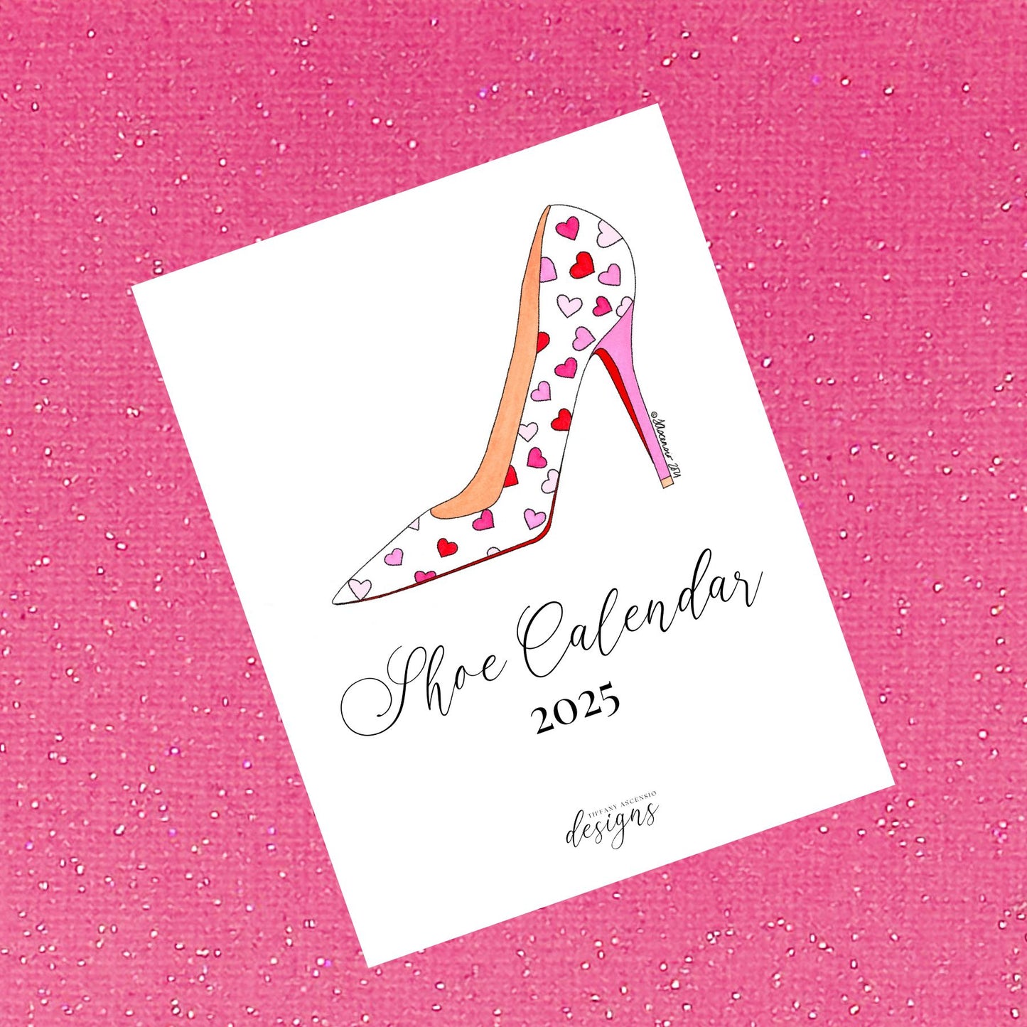 2025 Shoe Calendar | Hand-Drawn Shoes Fashion Illustration | Fashion Desk Calendar | A2 5.25x5.5