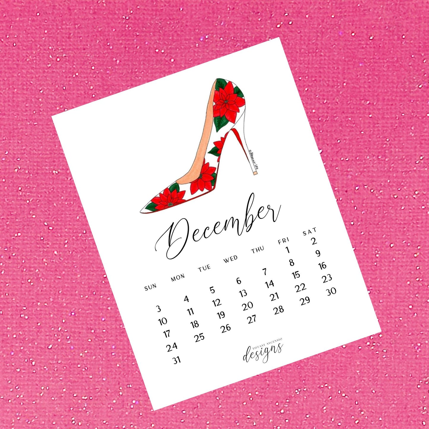 2025 Shoe Calendar | Hand-Drawn Shoes Fashion Illustration | Fashion Desk Calendar | A2 5.25x5.5