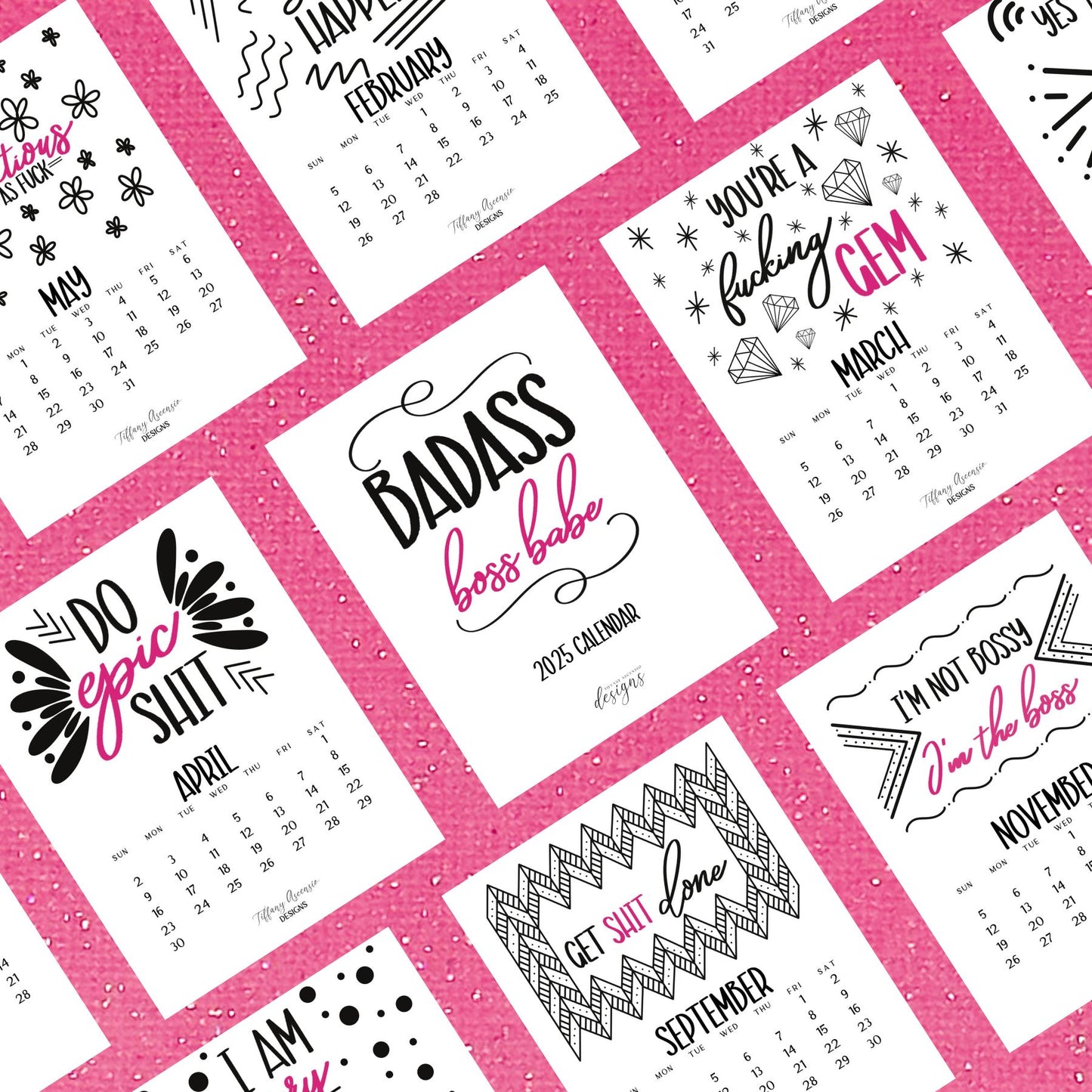 2025 Badass Boss Babe Calendar | NSFW Funny Quotes | Bold and Sassy Desk Calendar | A2