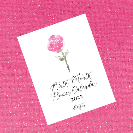 2025 Birth Month Flower Calendar | Watercolor Birth Flowers | Floral Desk Calendar | A2