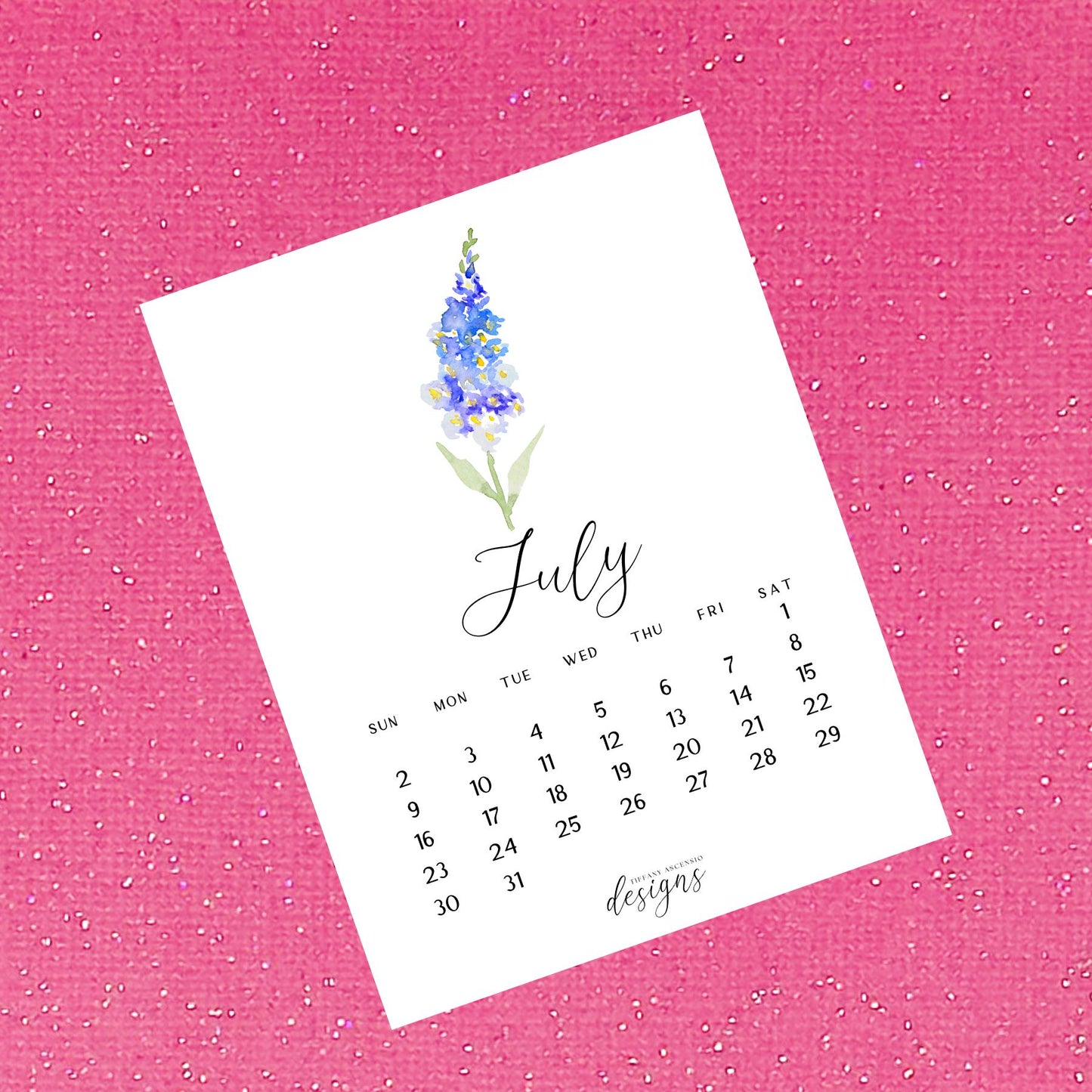 2025 Birth Month Flower Calendar | Watercolor Birth Flowers | Floral Desk Calendar | A2