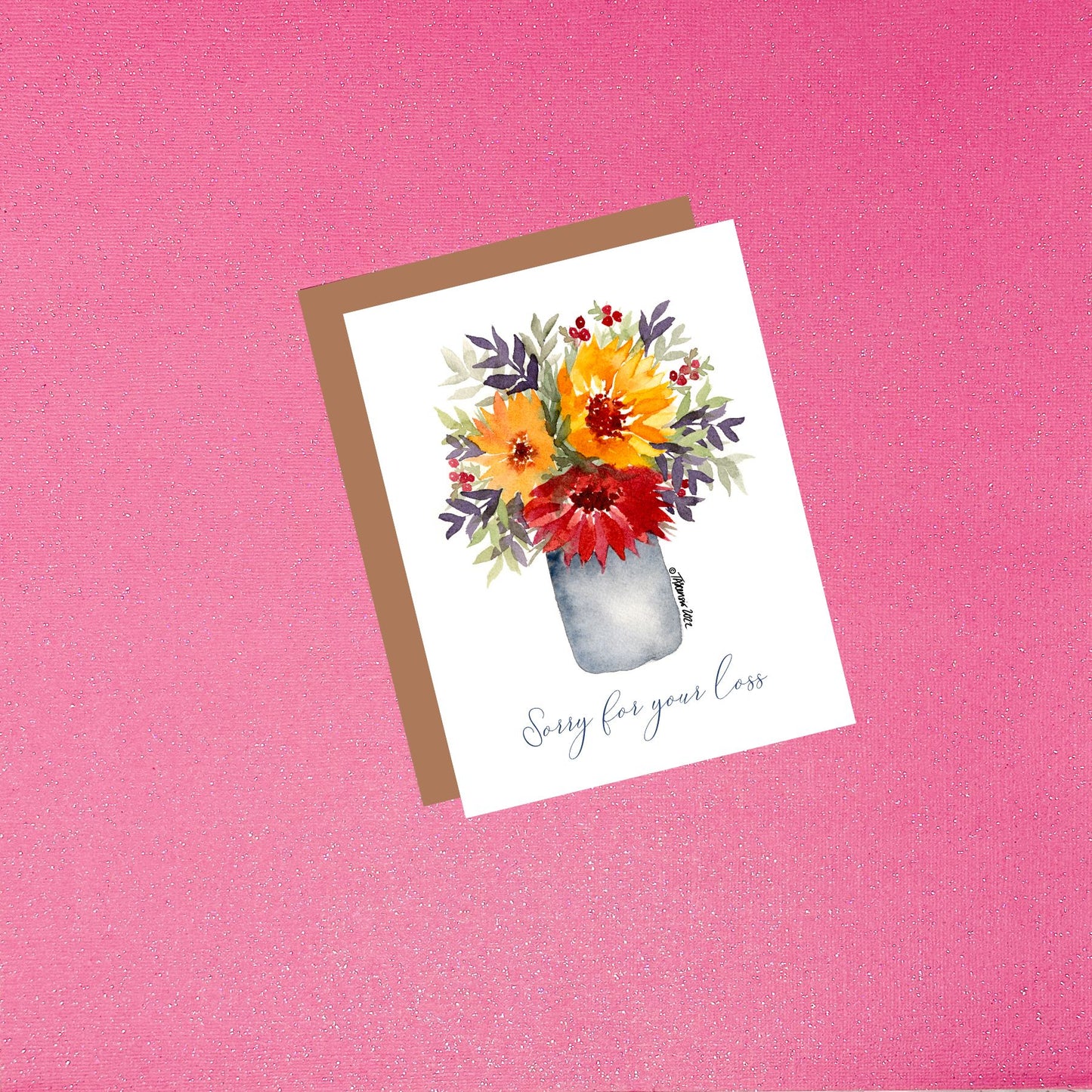 Sorry For Your Loss Sunflower Sympathy Watercolor Greeting Card