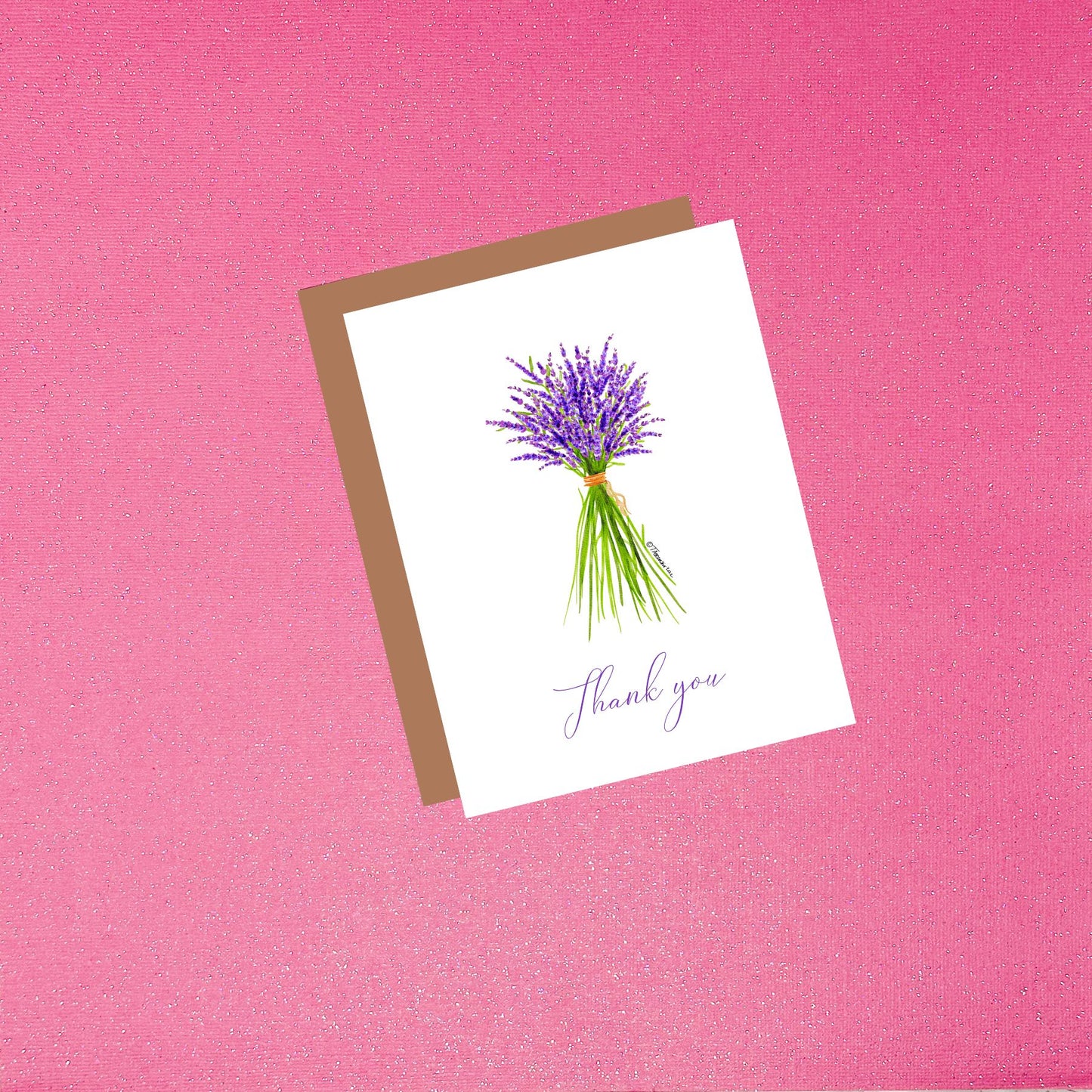 Thank You Lavender Flower Watercolor Greeting Card