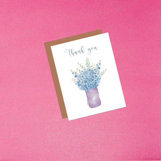 Thank You Delphinium Flower Watercolor Greeting Card