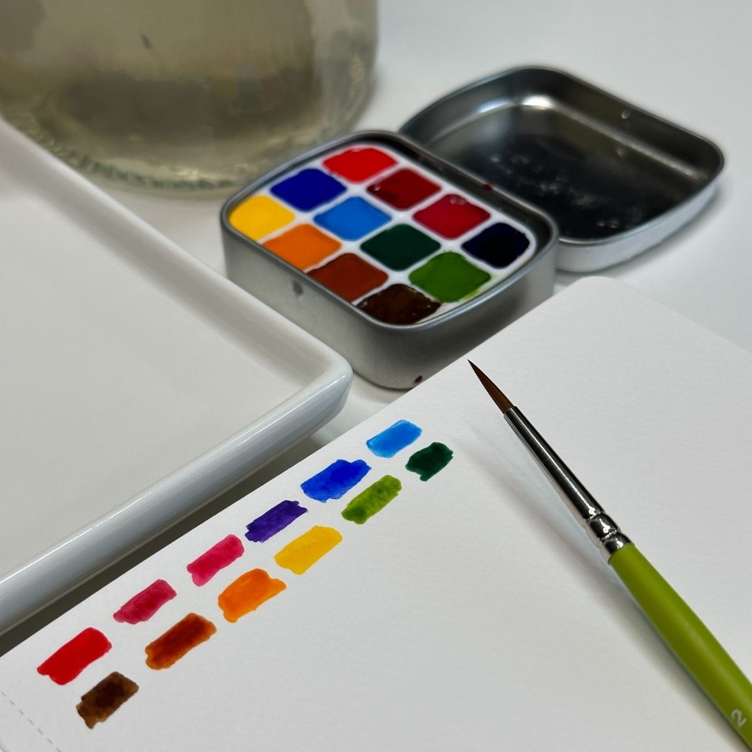 Load video: Watercolor Essentials Kit: Getting To Know Your Palette - Swatches And Color Wheels