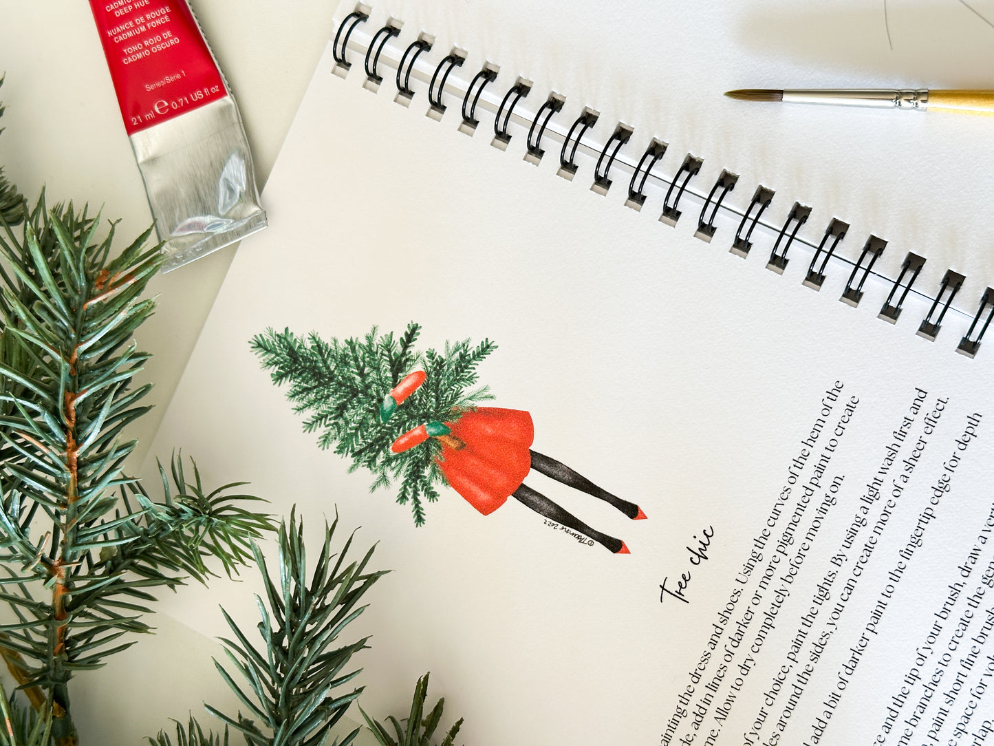 Watercolor Holiday Workbook for Beginners - DIY Paintable Holiday Sketchbook