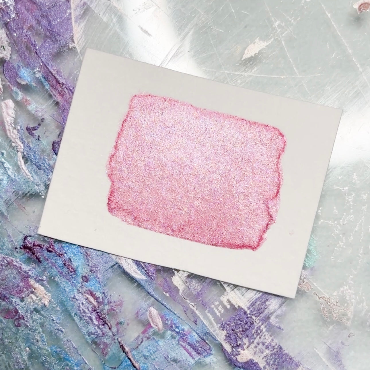 Secret Bloom Watercolor | Mauve Shimmer Paint | Handmade Half Pan Quarter Pan Artist Pigment Paints