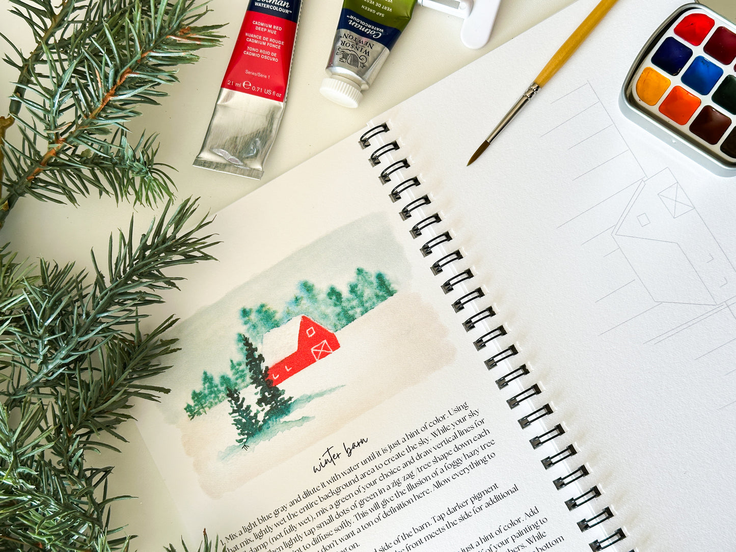 Watercolor Holiday Workbook for Beginners - DIY Paintable Holiday Sketchbook