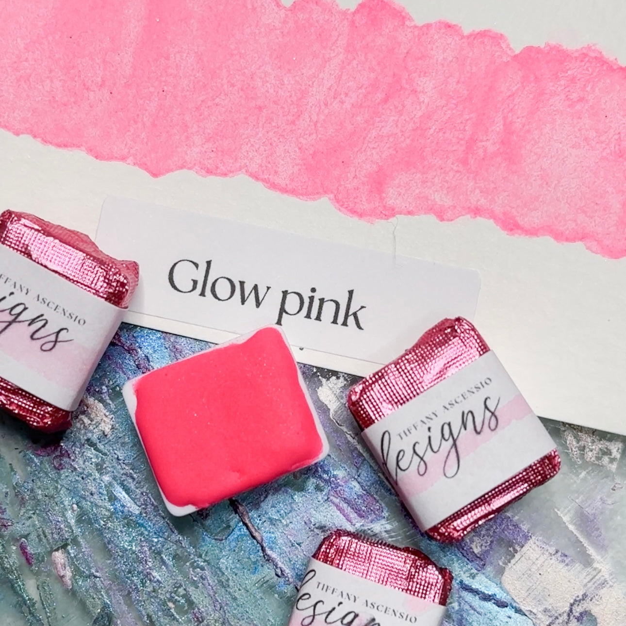 Glow Pink Watercolor | Glow-in-the-Dark Satin Paint | Handmade Half Pan Quarter Pan Artist Pigment Paints