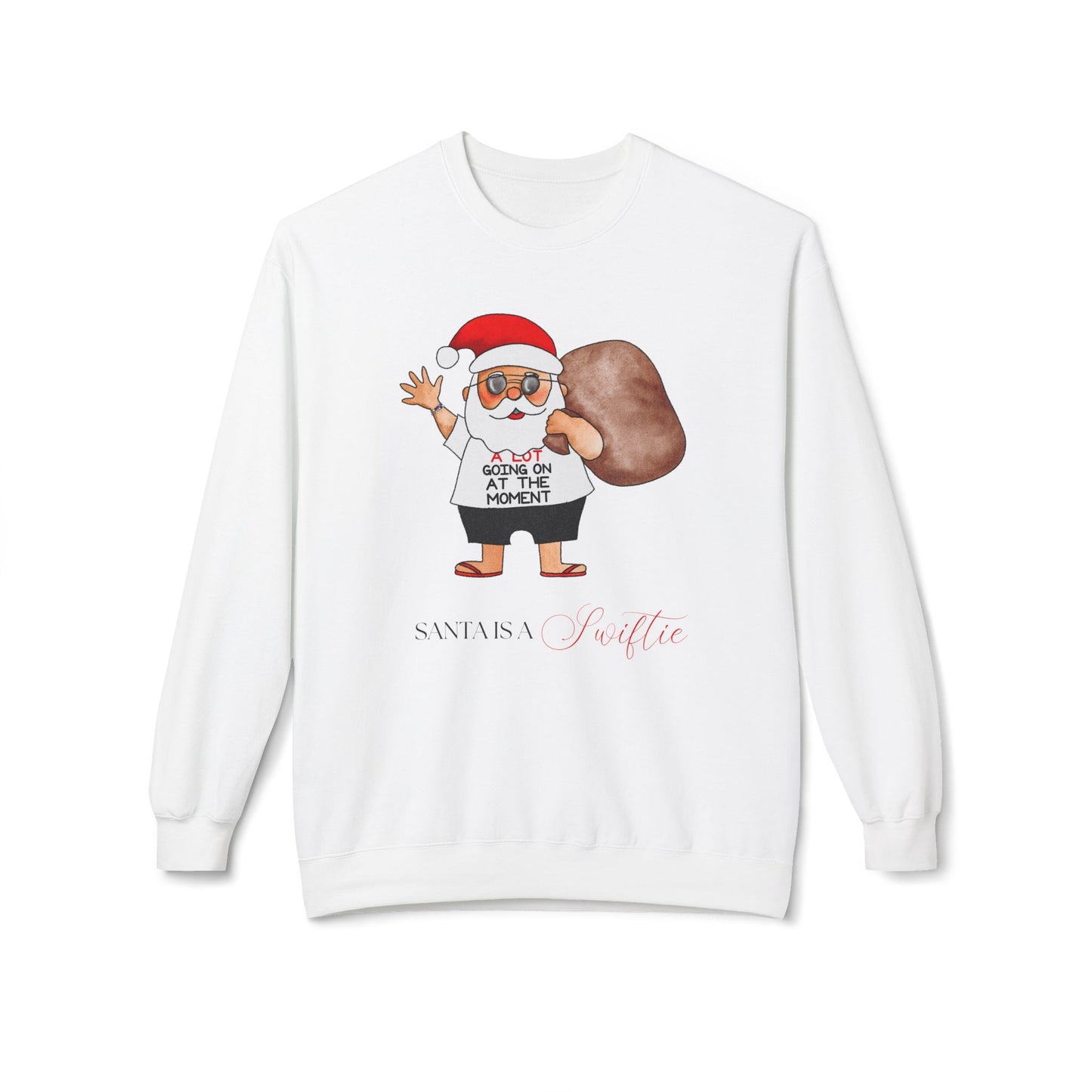 Santa A Lot Going On Red Eras Holiday Illustration Unisex Midweight Softstyle Fleece Crewneck Sweatshirt