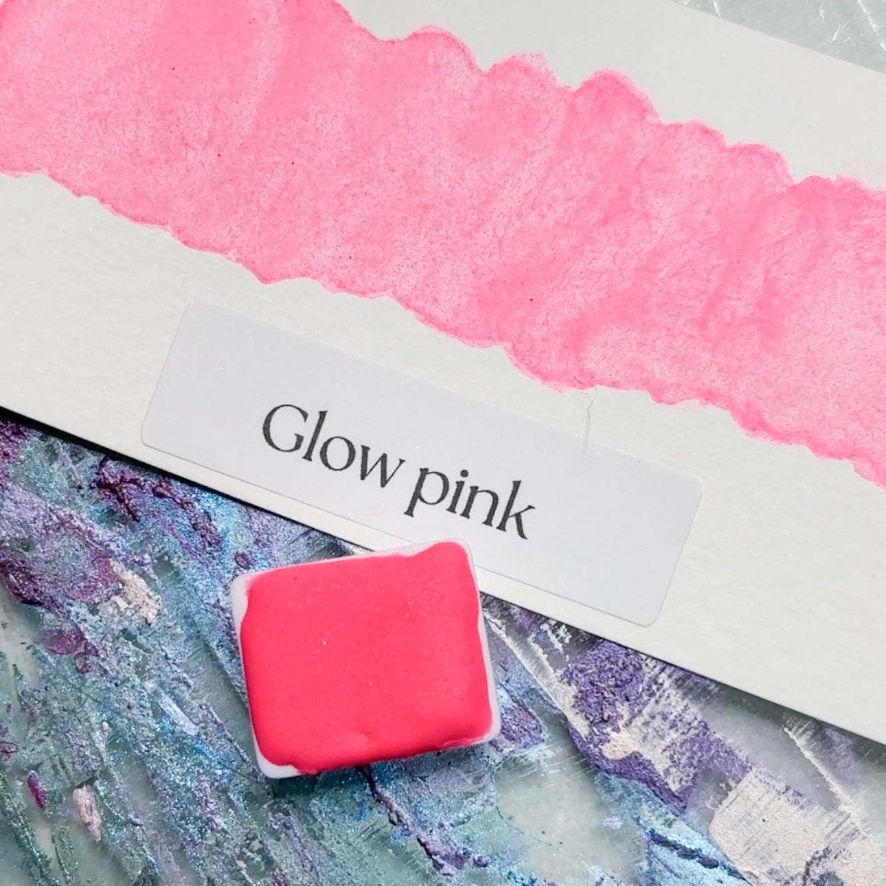 Glow Pink Watercolor | Glow-in-the-Dark Satin Paint | Handmade Half Pan Quarter Pan Artist Pigment Paints