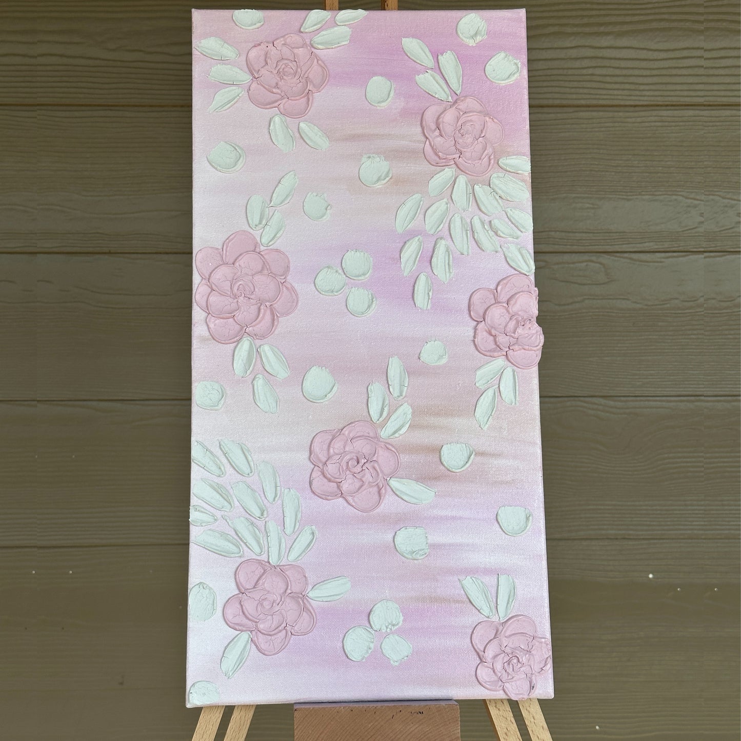 3D Texture Light Pink Roses on Pink 10"x20"