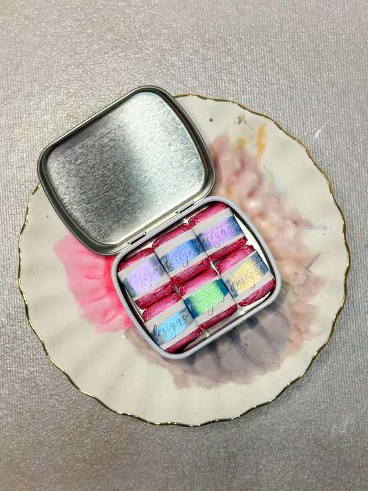 Color-Shifting Watercolor Set | Chromatic Dreams 2 Full Collection | Handmade Shimmer Half Pans For Artists | Color Shift Pigments Duo Chrome