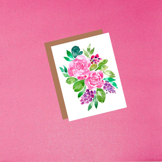 Bold Bouquet Watercolor Flower Greeting Card