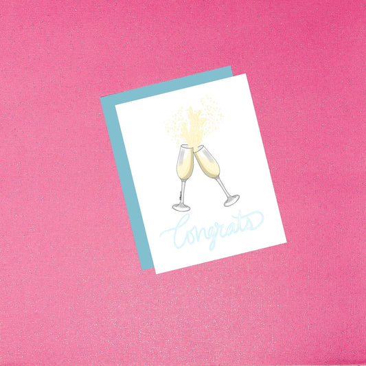 Cheers Champagne Flutes Celebration Greeting Card