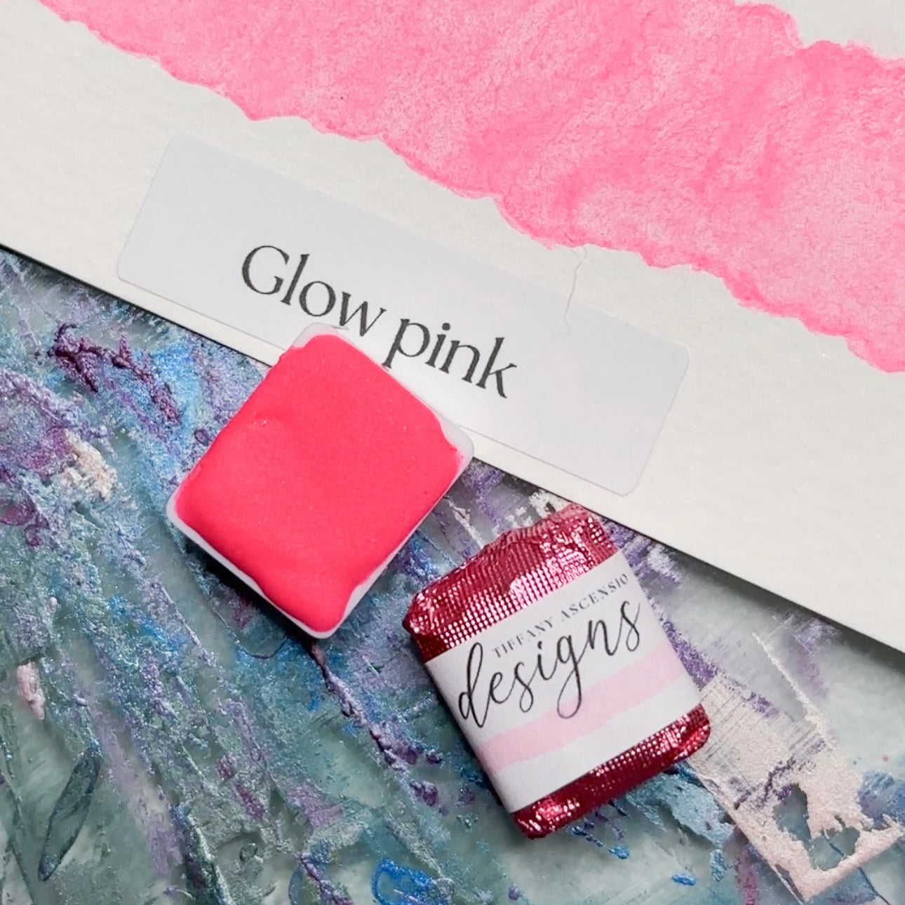 Glow Pink Watercolor | Glow-in-the-Dark Satin Paint | Handmade Half Pan Quarter Pan Artist Pigment Paints