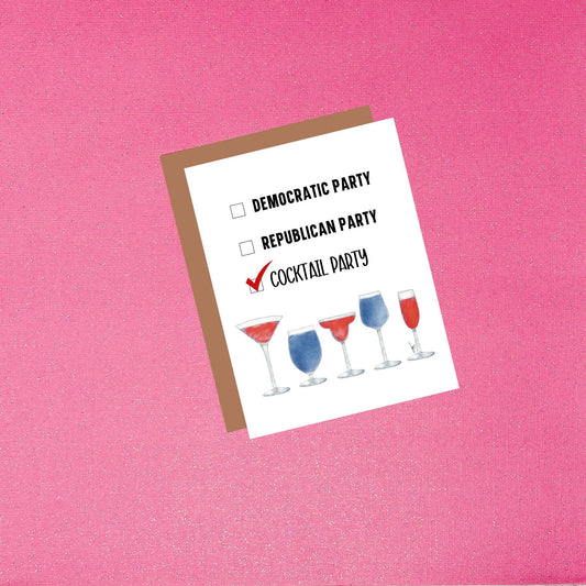 Election Year Cocktail Party Watercolor Funny Greeting Card