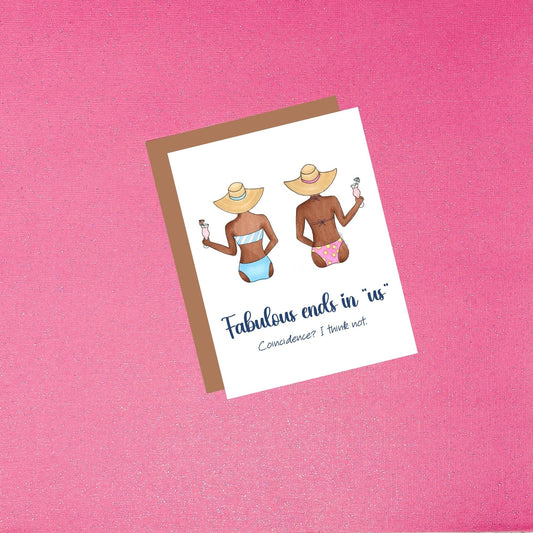 Fabulous Ends In Us Fashion Illustration Friendship Greeting Card Dark Skin