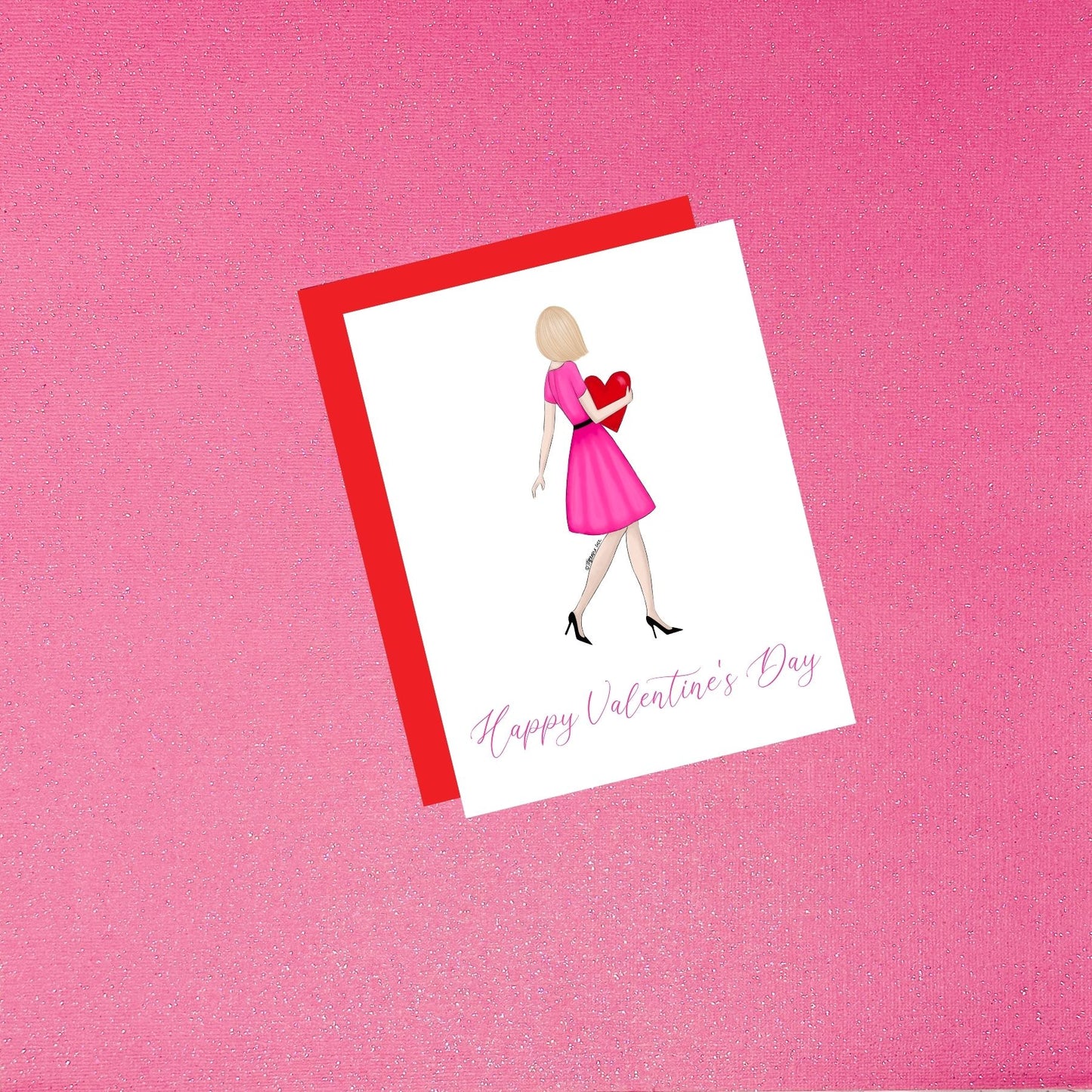 Valentine's Day - Valentine's Day Girl With Heart Fashion Illustration Blonde Fair