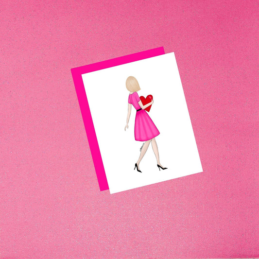 Valentine's Day - Girl With Heart Fashion Illustration Blonde Fair