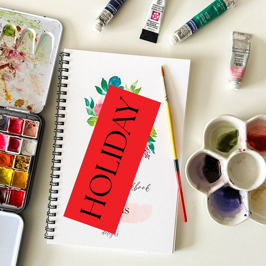 Watercolor Holiday Workbook for Beginners - DIY Paintable Holiday Sketchbook