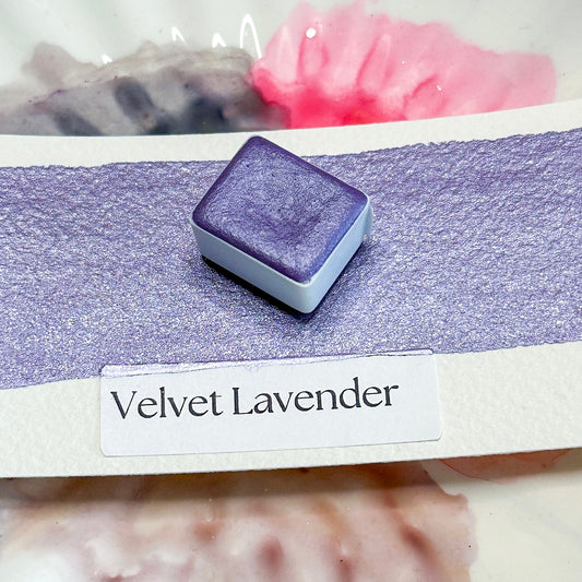 Velvet Lavender Handmade Watercolor – Frosted Dark Lavender Shimmer – Limited Edition Glitter Watercolor Pan