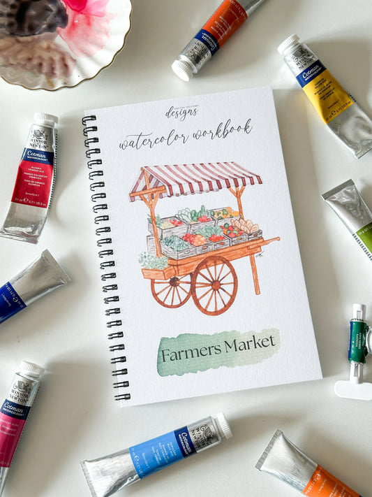 Watercolor Workbook for Beginners - DIY Paintable Farmers Market Sketchbook