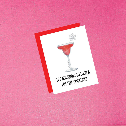 It's Beginning to Look a Lot Like Cocktails | Funny Margarita Holiday Card | Watercolor