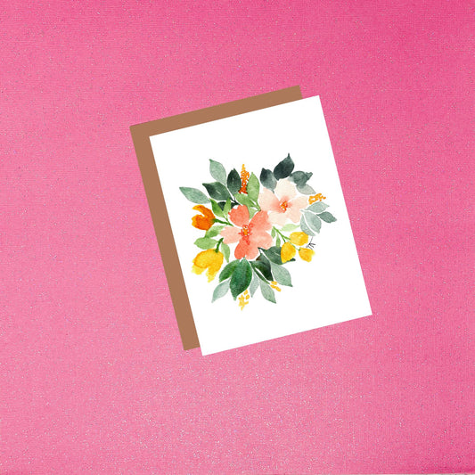 Peach Bouquet - Watercolor Flower Greeting Card