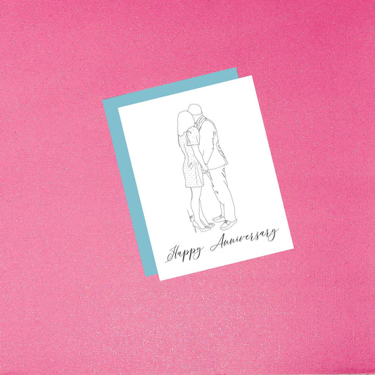 Happy Anniversary Couple's Fashion Illustration Wedding Anniversary Love Card