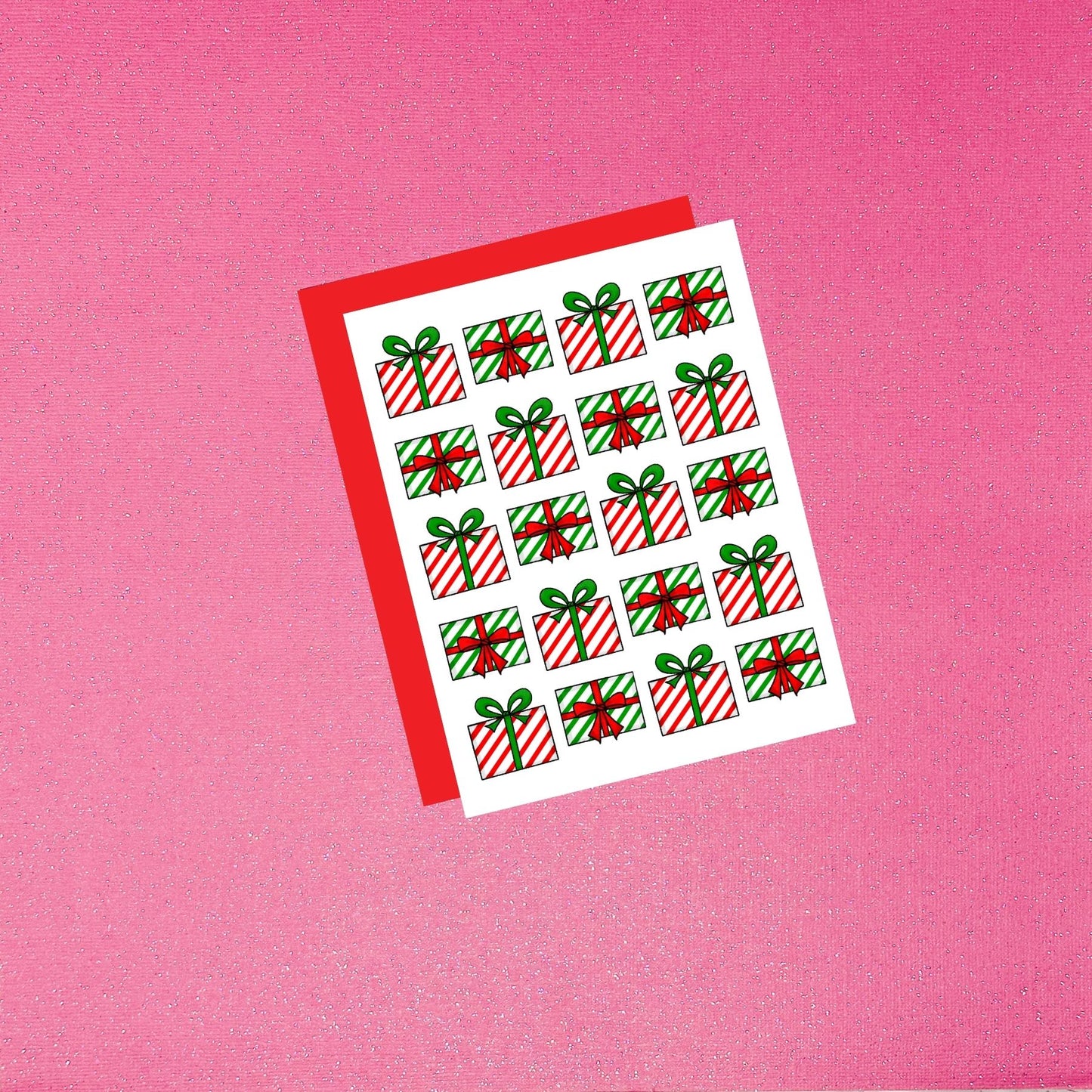 Holiday - Red And Green Festive Present Pattern | Watercolor Christmas Card