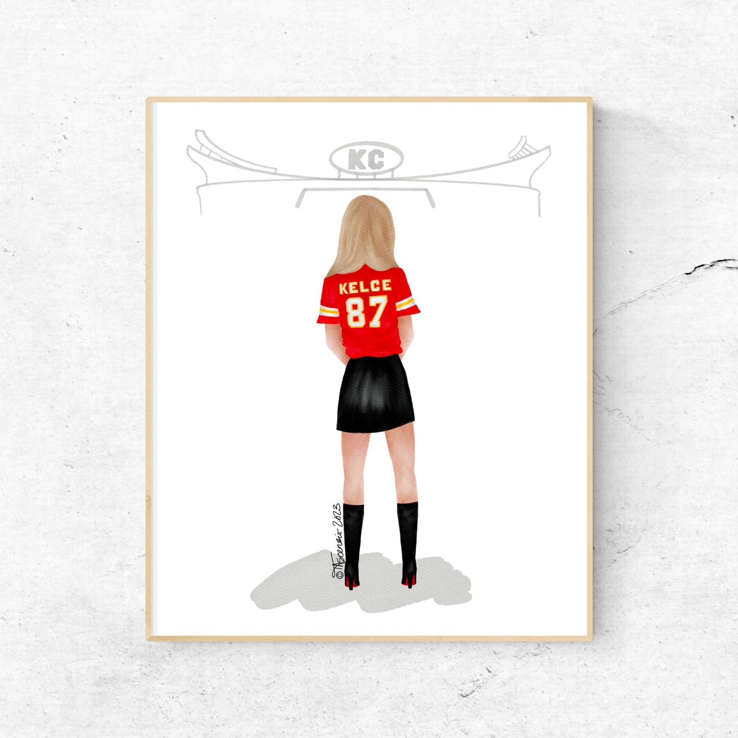 Tayvis Arrowhead Fashion Illustration - Arrowhead - Kansas City - Chiefs - Chiefs Jersey - Kelce Jersey - Fashion Illustration - Football Art Decor