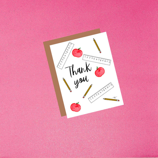 Thank You - Teacher Card Watercolor Greeting Card