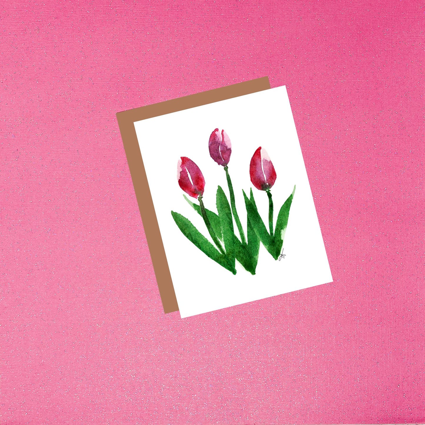 Tulip Trio Watercolor Flower Greeting Card