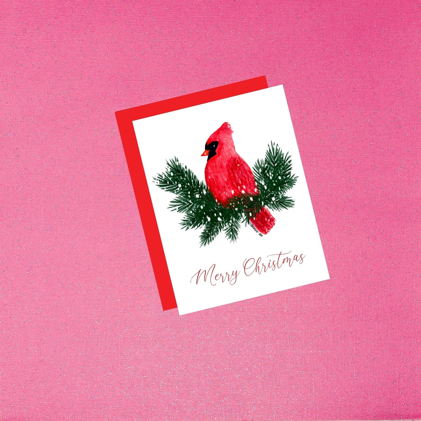 Holiday - Watercolor Winter Cardinal | Merry Christmas Greeting Card