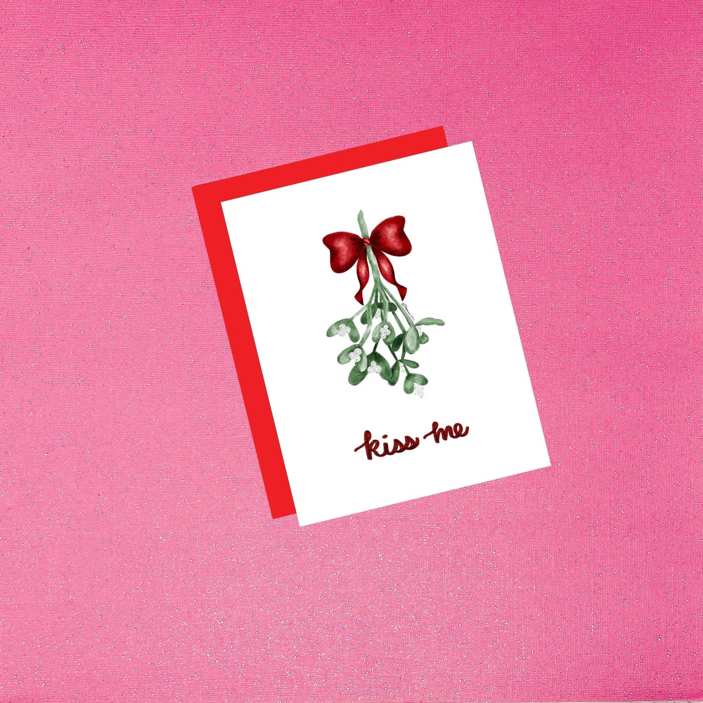 Holiday - Watercolor Mistletoe | Cheeky Kiss Me Greeting Card