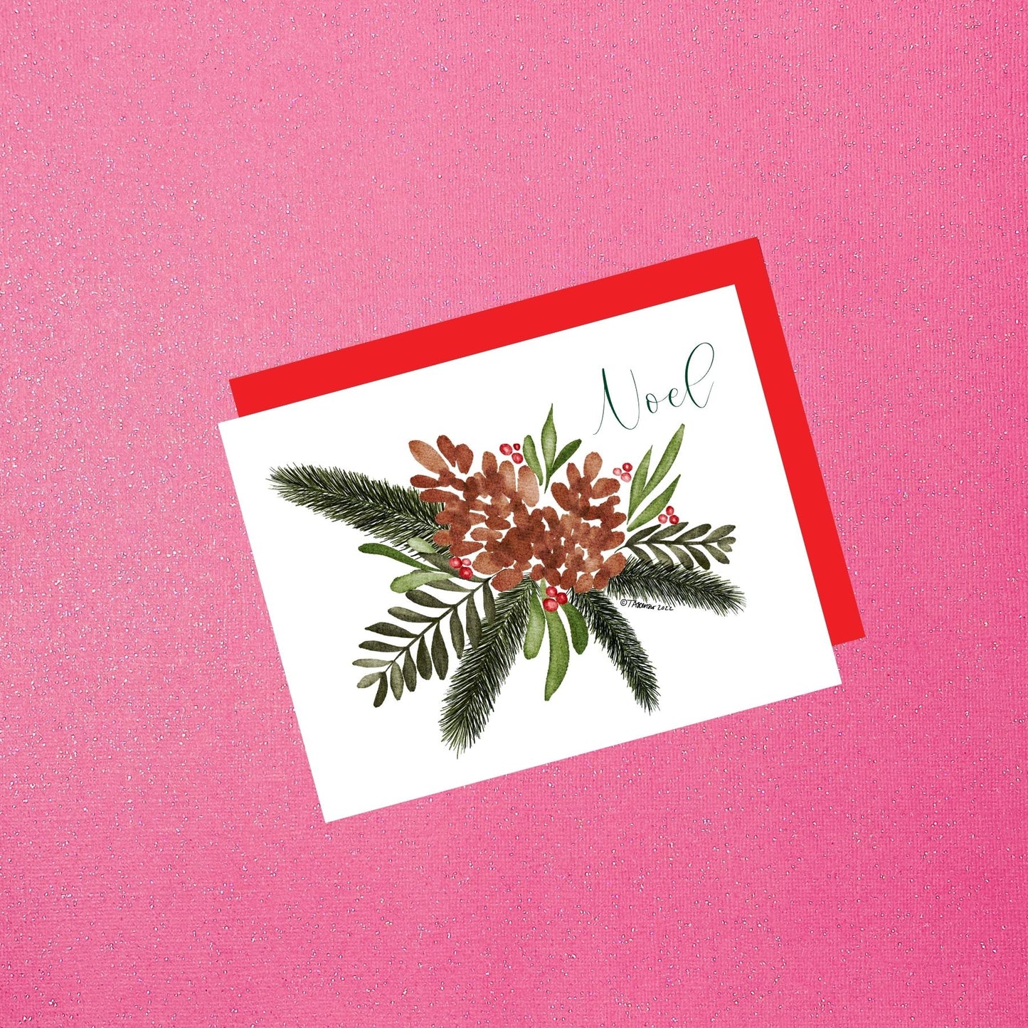 Holiday - Watercolor Pine Bouquet | Noel Christmas Greeting Card
