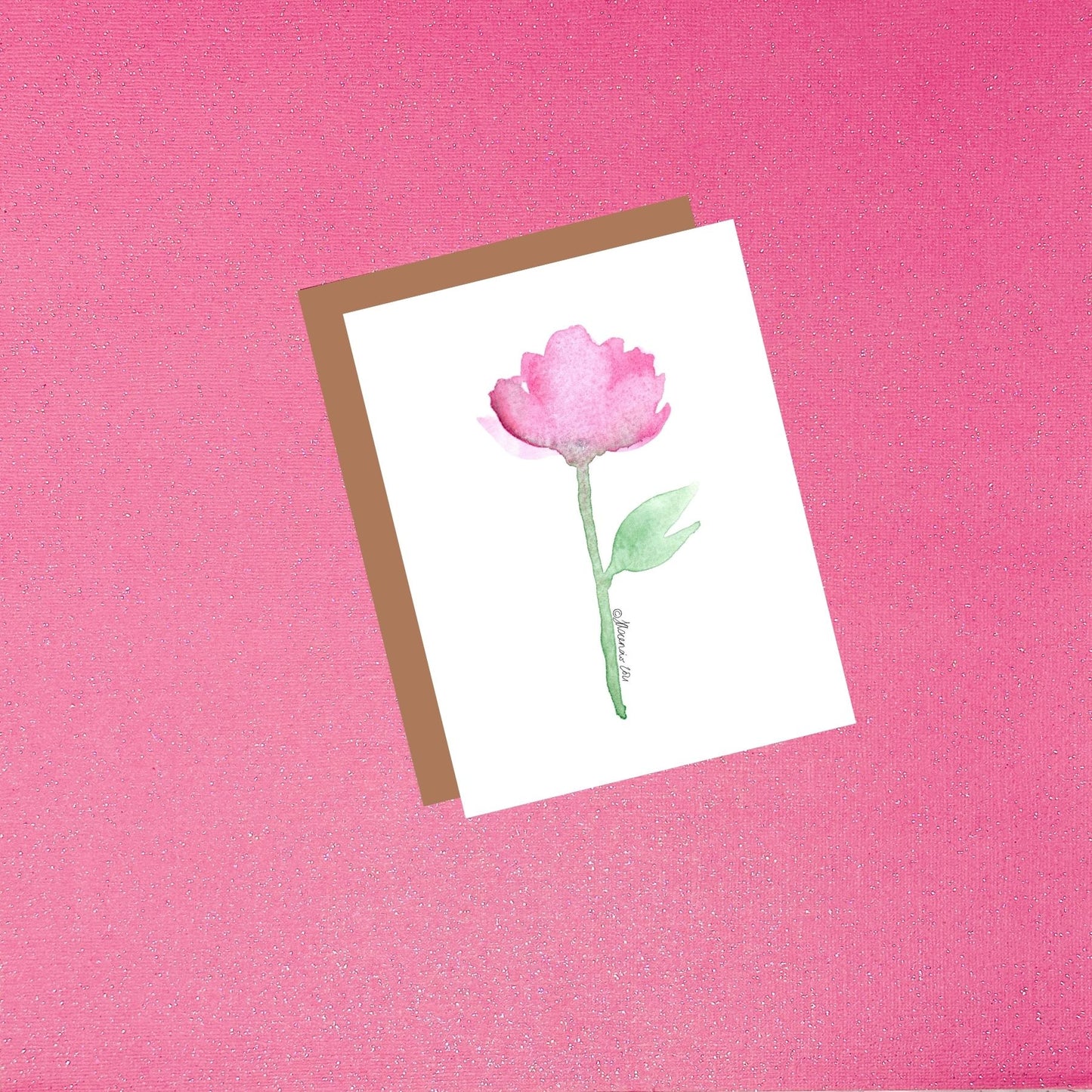 Watercolor Pink Flower Greeting Card